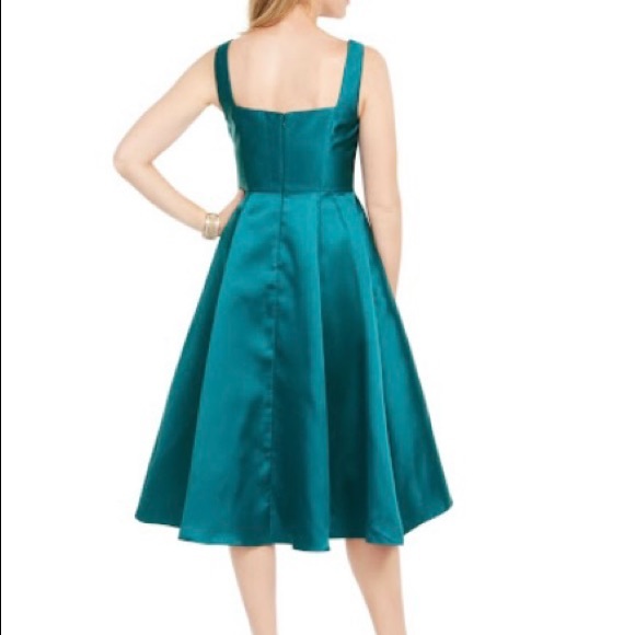 Beautiful Adrianna Papell Sculpted High-Low Mikado Dress, Teal Size 12 - Picture 3 of 7